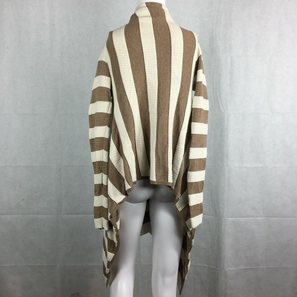 Neve Cardigan Womens Sz‎ S Brown Ivory Striped Flowy Open Sweater Cotton - Picture 5 of 10